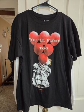 IT Black  Graphic Tee with Red Balloon Design